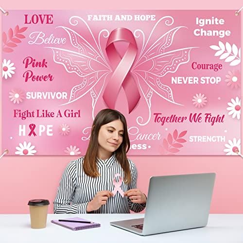 На фона Украса за Информираността за Рака на гърдата - Банер С Розова Панделка, Благотворителни Мероприятия, Украси За