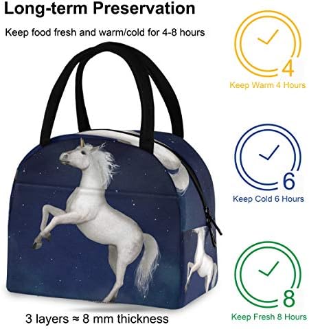 Случайна чанта за обяд Дамски - Еднорог Звездното Нощно Небе Голяма Запечатани Чанта-Тоут за Обяд с плечевыми ремъци