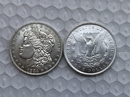 Американска Монета Морган 1884 г. съобщение, Сребърен Долар, Месинг със сребърно покритие Старинни Занаяти, Чужди Възпоменателни