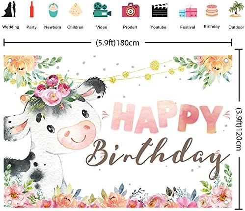 Crefelimas Свещената Крава честит Рожден Ден на Фона на Розово Цвете За Малките Момичета са 1-ви, 2-ри Рожден Ден на Фона на Западна Момиче Маса За Торта за Рожден Ден Медн?