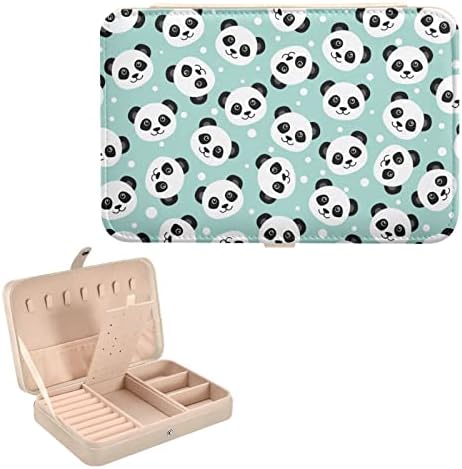 innewgogo Panda Синьо-Малък Ковчег за Бижута, Изкуствена Кожа, Органайзер За Бижута, Органайзер за Обеци за Пътуване