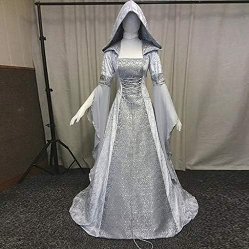 Рокля ZEFOTIM на Хелоуин, женски винтажное рокля-наметало на вещица с качулка и ръкави-една тръба, Средновековна сватбена