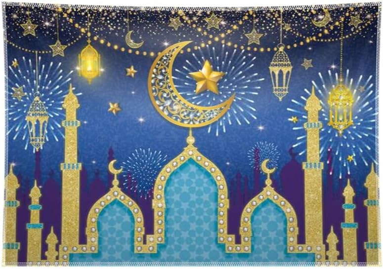 YCUCUEI 96x72 инча Ейд Мубарак Фон на Мюсюлманския Рамадан Карим Фон За Снимки Ислямски Фестивал Вечерни Украса Луна