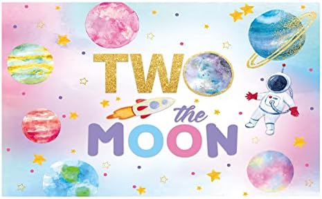 Забавно Дърво Два Луната на Фона на Космическото Пространство 2-ри Рожден Ден За Момичета Вечерни Аксесоари Ракета Астронавт