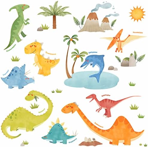 DECOWALL DW-1505 Динозаврите Детски Стикери За Стена, Стикери за Стена Отклеиваются Подвижни Стикери за Стена за Детска