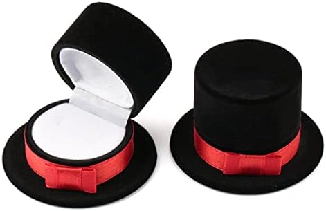 Червен Черен цилиндър Ковчег за бижута Кадифе кутия за годежни пръстени Кутия за показване на Колиета Подарък Контейнер