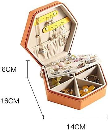 KINGX Jewelry Box Organizer Case Реколта Малък Ковчег За Бижута Оранжево Геометричен Дисплей Органайзер за Бижута От