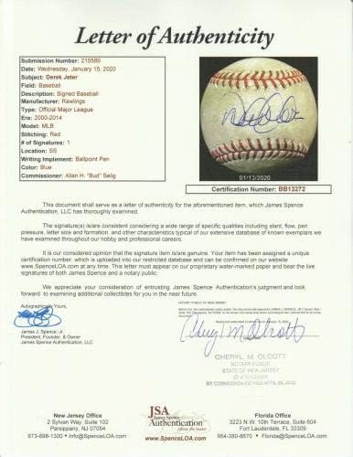 Дерек Джитър 3000-ти Хит 7-9-2011 В играта се Използват Подписани бейзболни топки JSA COA & MLB Auth - В играта MLB Използвани