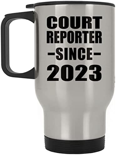 Designsify Court Репортер 2023 г., Сребърна Пътна Чаша 14 грама, на Изолиран Чаша от Неръждаема Стомана, Подаръци за