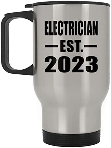 Дизайн, Създаден от Електротехник EST. 2023, Сребърен Пътна Чаша С Изолация от Неръждаема Стомана от 14 унции, Подаръци