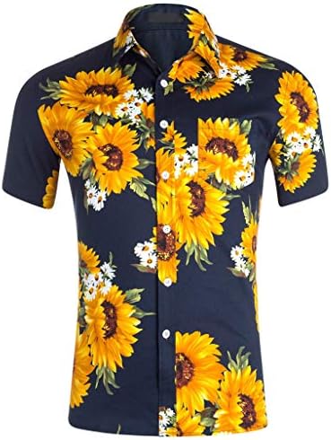 Летни Ежедневни Ризи за мъже, Мъжки Широки Плажни Тениски с Къс Ръкав и копчета в стил Ретро С Принтом, Блузи, Ризи
