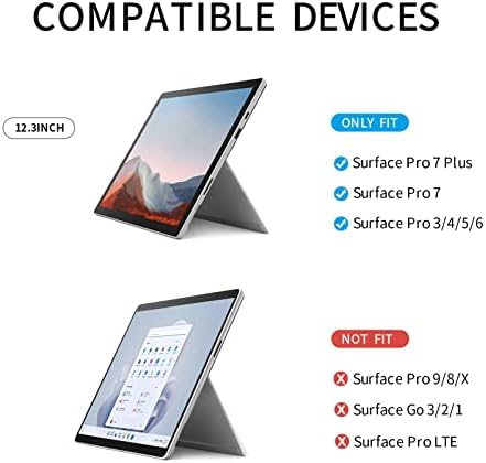 Qcoswa Тънък, лек калъф за Microsoft Surface Pro 7 Plus, Surface Pro 7, Surface Pro 6, Pro 5, Pro 4, Pro 3 Твърд Защитен калъф, съвместим с клавиатура Type Cover (мрамор)