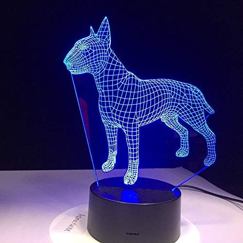 Бул териер Кучето 3D Лампен 7 Цвята USB лека нощ LED за Деца за рождения Ден На Творчески Нощни Декор Подарък