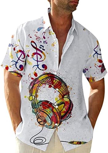 HDDK/ Мъжки Ежедневни Ризи с копчета и Къс ръкав, Летни Плажни Хавайски Върховете в Ретро стил С Принтом Музикални Ноти