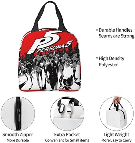 Wjqqbbzftk Чанта за обяд Persona 5 Преносим многократна употреба Обяд-бокс За мъже/Момичета/студенти, Термоизоляционный