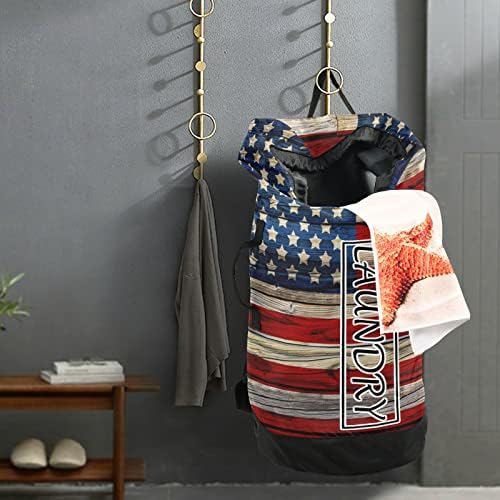 Чанта за дрехи Kigai Раница Със Старите Рисувани на Американското, Непромокаеми Торби за Дрехи с Регулируеми Плечевыми Ремъци, Чанта за Пране на Мръсни Дрехи