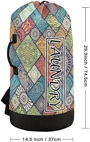 Чанта за дрехи Kigai Раница с Зелен Дизайн Мандала, Непромокаеми Торби за Дрехи с Регулируеми Плечевыми Ремъци, Чанта