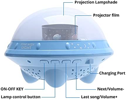 Нов ъпдейт за Нощно музикално проектор - O WOWZON Star Light Проектор за спални, 5 режима на осветление, Осветление за детска стая с дистанционно управление, 7 комплекти филм,