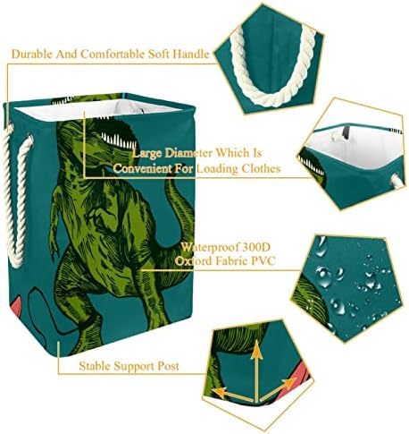 Зелена Кошница за дрехи с Динозавром, Чанта За Съхранение, Вградена Подплата с Подвижни Скоби, Сгъваема Кошница за дрехи, Играчки, Организиране на Дрехи