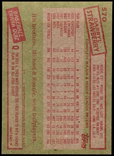 1985 Topps 570 Дарил Строберри Ню Йорк Метс (Бейзболна картичка) NM/MT Метс