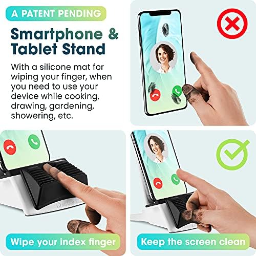 Поставка за телефон CHIKCHAT / стойка за таблет със силикон подложка за изсушаване на пръстите | Специален държач за телефон на масата за поддържане на чистотата на екр?