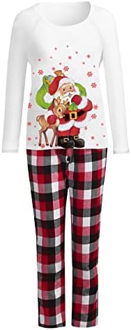 Коледна Пижама за семейството 2022, Сладък Дядо Коледа с Елени, Червени Снежинки, Отгоре с Принтом, Изпъстрен Панталони, Комплекти Пижамные