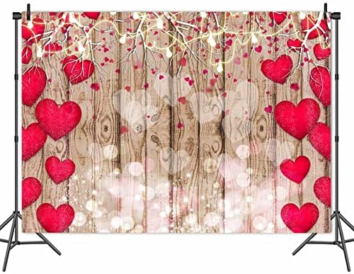 Червено Сърце на Любовта Свети Валентин Vintage Селски Дървени Тема Снимки Декори 7x5ft Ден на Майката Сватба, Булчински