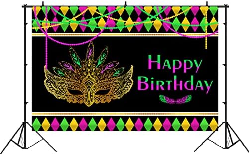 Лофарис Mardi Gras Фон за Парти по случай рождения Ден на Блестящ Лилаво, Зелено Злато Кралят Фон Маскарадное Обличане
