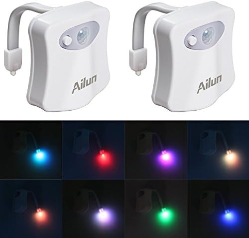 Лека нощ за тоалетна 2 бр. от Ailun, активируемый сензор за движение, led, 8 Цвята, което променя Отбелязването на Тоалетната чиния, нощна светлина за Баня, Батерии в компл