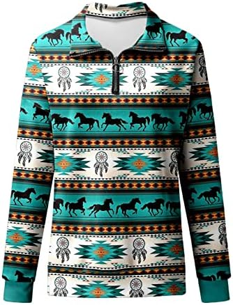 Дамска блуза Aztec с V Образно деколте и Висока Цип, Основни Летни Есенни Блузи С Дълъг Ръкав, Ризи Свободно Намаляване