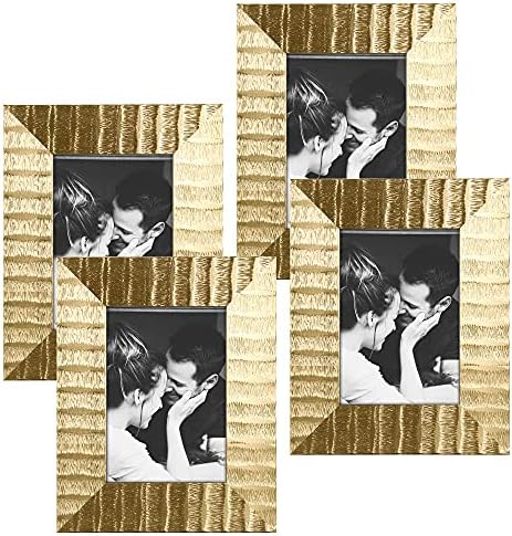 ArtbyHannah 5x7 Инча 4 Опаковки Декоративни Златни Рамки за снимки със Стъкло с висока резолюция за вашия десктоп на