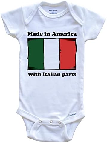 Произведено в Америка-с италиански детайли, Пълноценно Детско Боди с Забавен Флага на Италия