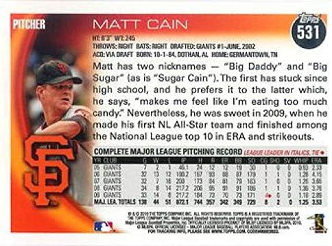 2010 Бейзболна картичка Topps 531 Мат Кейн San Francisco Giants MLB NM-MT