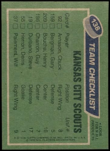1976 Topps 138 Скаутская екип Kansas City Scouts (Хокейна карта) NM Scouts