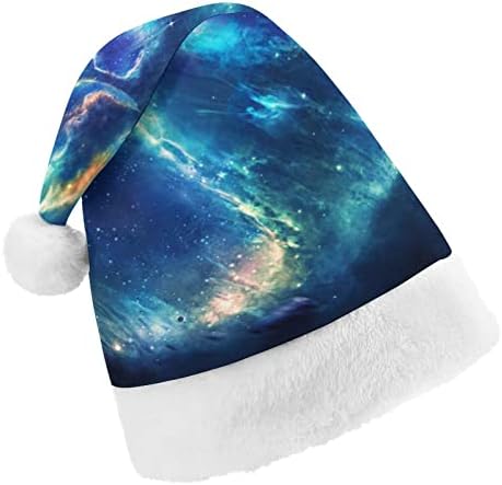 Космическа плюшен коледна шапка Outside Galaxy, палави и сладки шапки на Дядо Коледа с плюшени полета и удобна подплата,