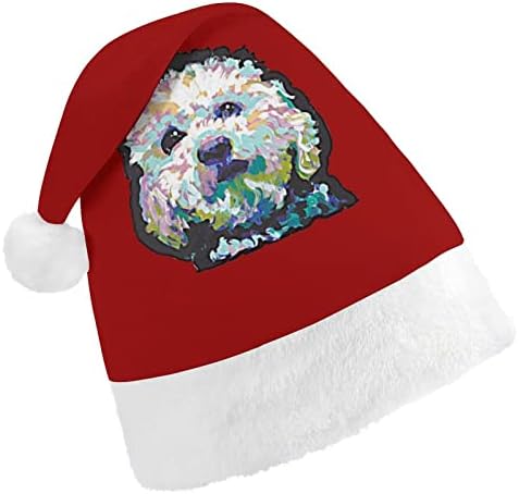 Коледна шапка за куче Пудели Мальтипу, мек плюшен шапчица Дядо Коледа, забавна шапчица за коледно новогодишната партита
