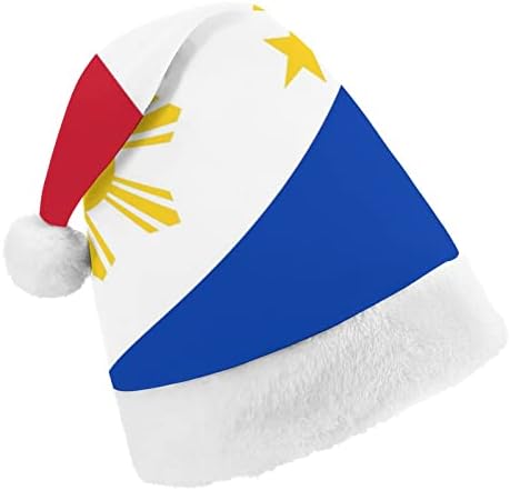 Флаг на Филипините Плюшен коледна шапка Палави и сладки шапки на дядо коледа с плюшени полета и удобна подплата Коледна