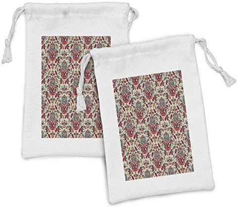 Текстилен Калъф Ambesonne Hamsa, Комплект от 2 теми, Цветен Скица с Орнаменти, Малка Чанта на съвсем малък за Тоалетни