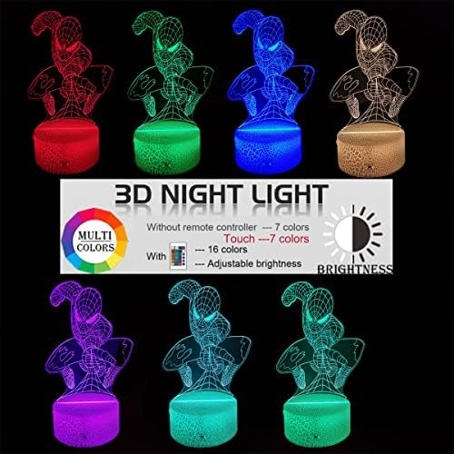 Rawjabg 3D Иллюзионный led лека нощ, Детска Лампа, 16 Цвята, които променят Цвета на Лампи за декор със Сензорен контрол