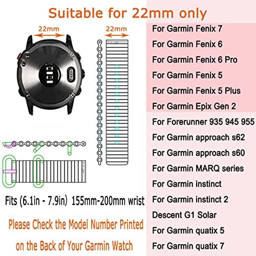 6 Опаковки Ocean Band, Съвместими с Garmin Fenix 7 / Fenix 6 / Fenix 6 Pro / Fenix 5 / Fenix 5 Plus / instinct / Forerunner