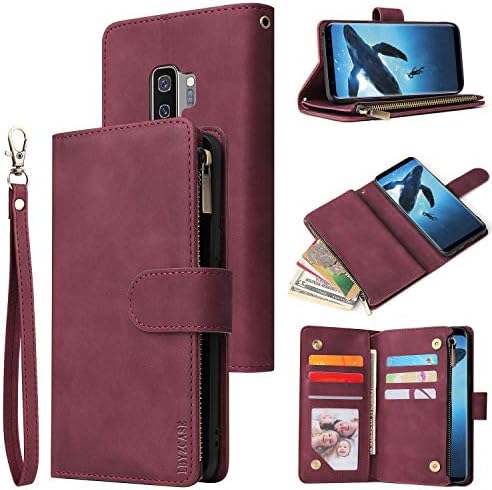 Калъф LBYZCASE Galaxy S9, една Чанта-портфейл Samsung S9, Луксозен Кожен Калъф-книжка с панти капак за телефон [Джоб