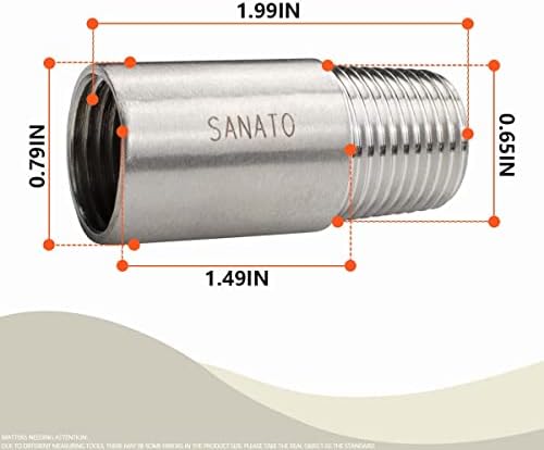 Ковочный Зърното SANATO от неръждаема стомана 304, Гласове Piple, 3/8 С външна резба NPT x 3/8, С вътрешна резба NPT,