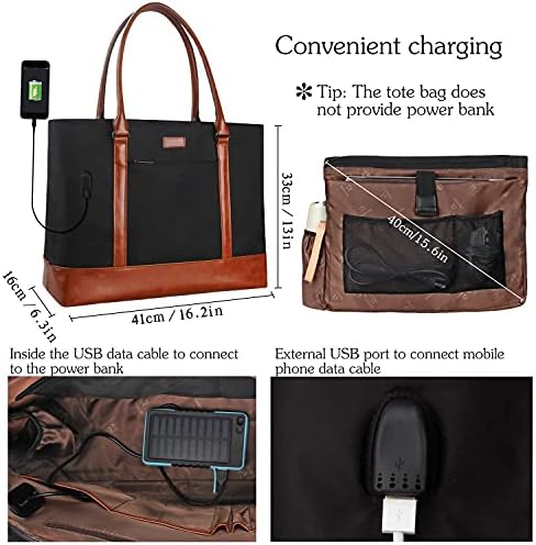 Дамска чанта-тоут за лаптоп USB-Чанта за учители, Голяма Работна чанта, Портфейл, е Подходяща За лаптоп 15,6 инча, Лека